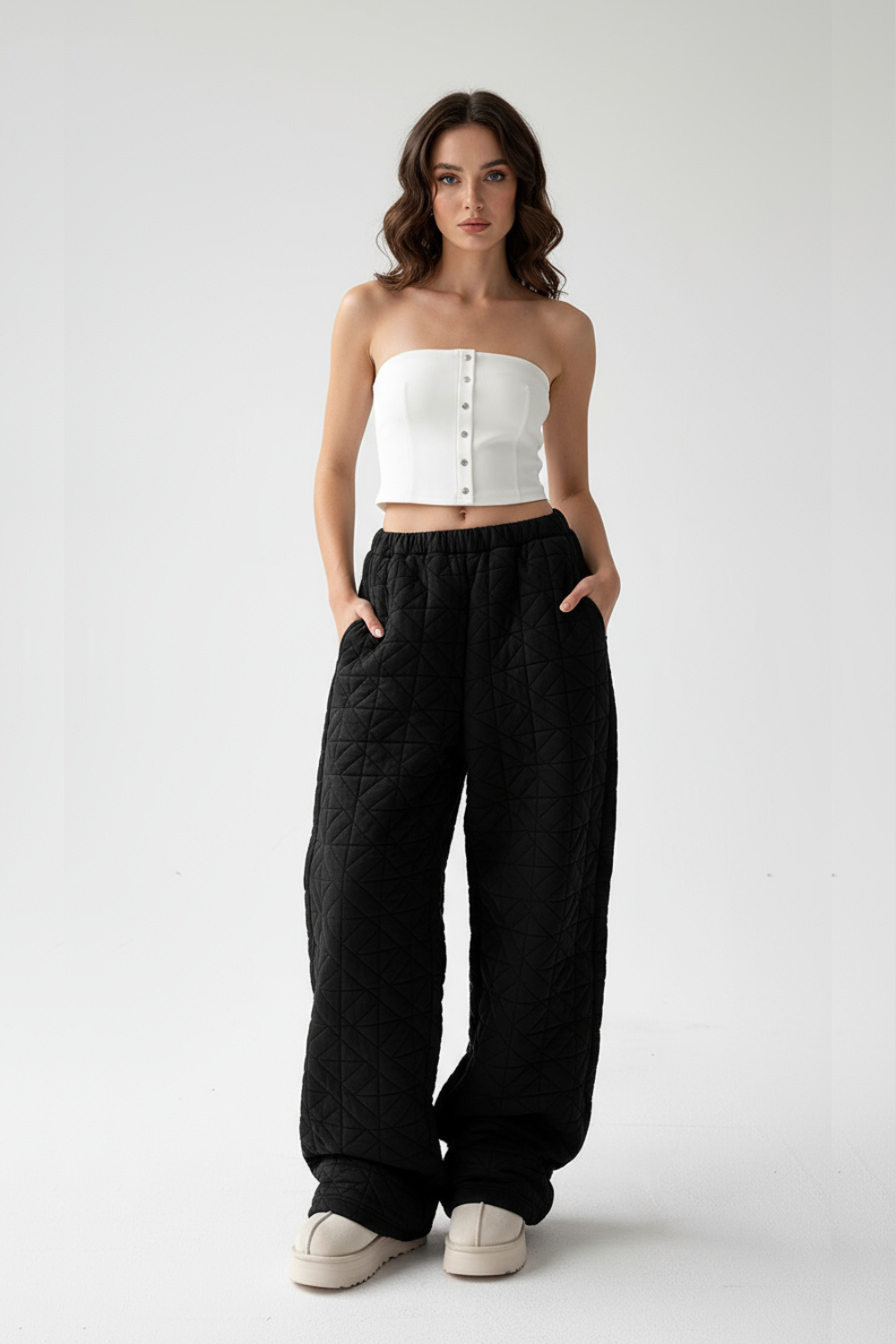 AVØLA - Structured Wide Leg Trousers